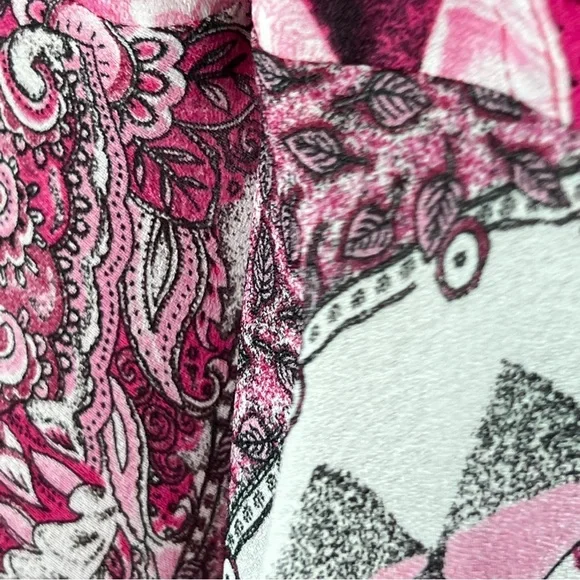 Blue Diamond XL Sheer Surplice Peplum Style Top with Bell Sleeves Pink &… - Picture 6 of 9